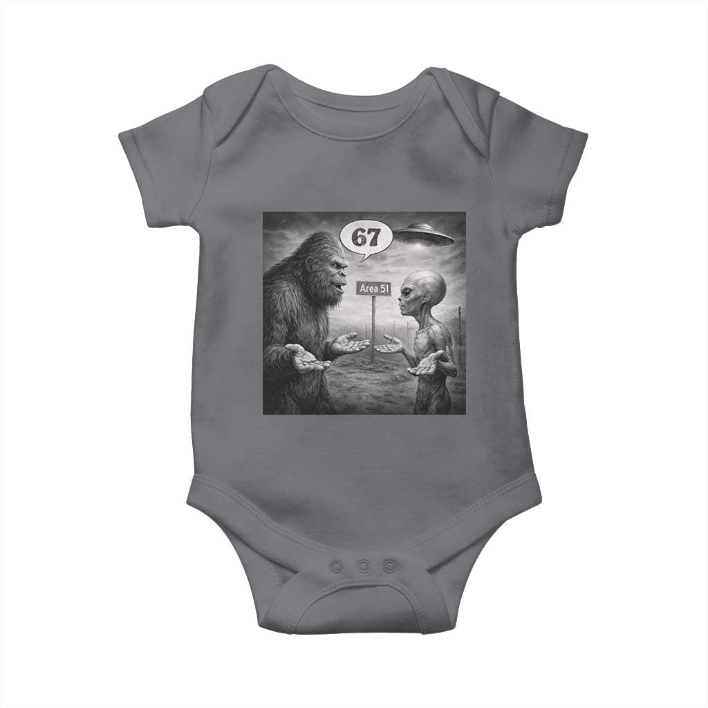 Funny 67 Meme Bigfoot Alien Baby Onesie Six Seven Sasquatch Area 51 UFO Conspiracy