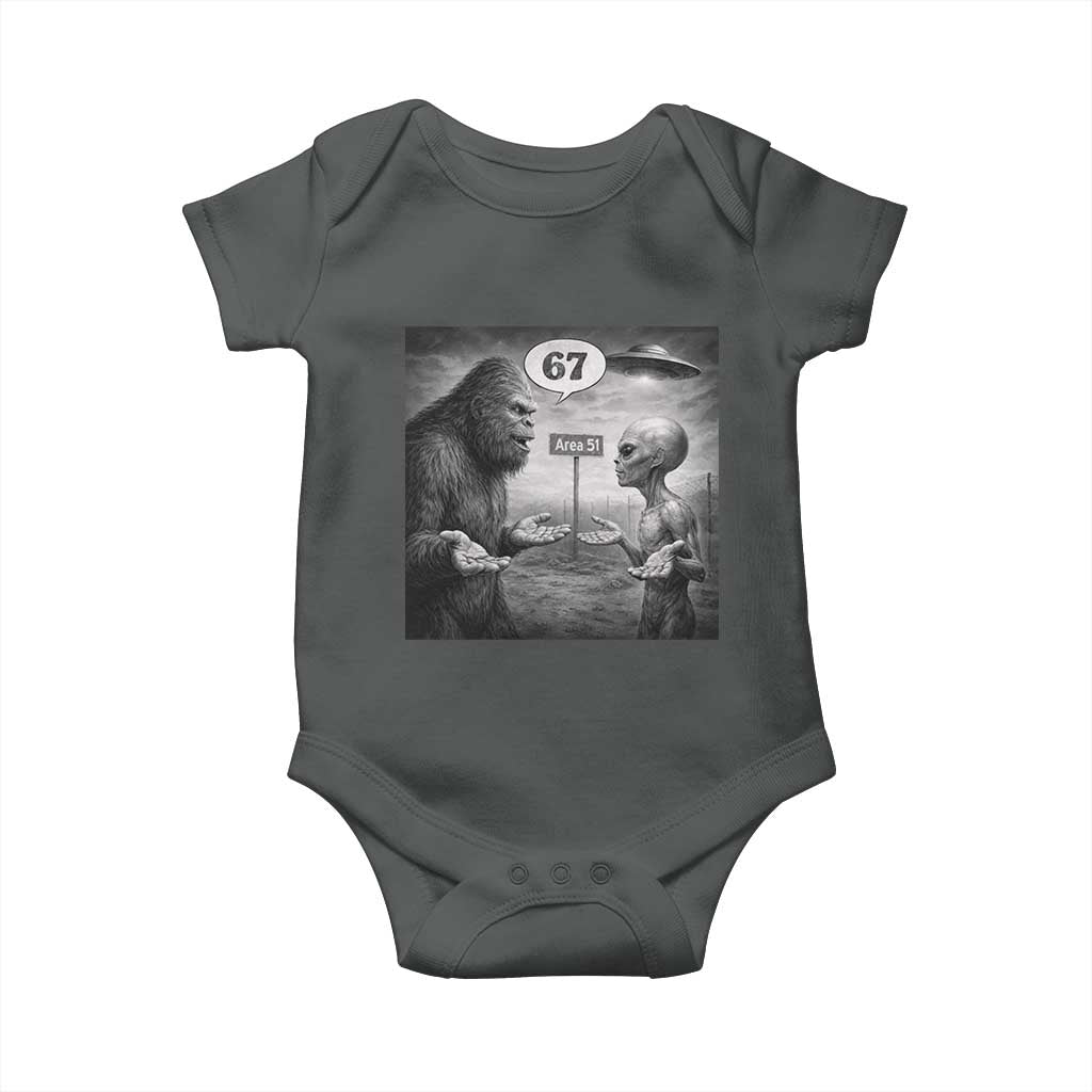 Funny 67 Meme Bigfoot Alien Baby Onesie Six Seven Sasquatch Area 51 UFO Conspiracy