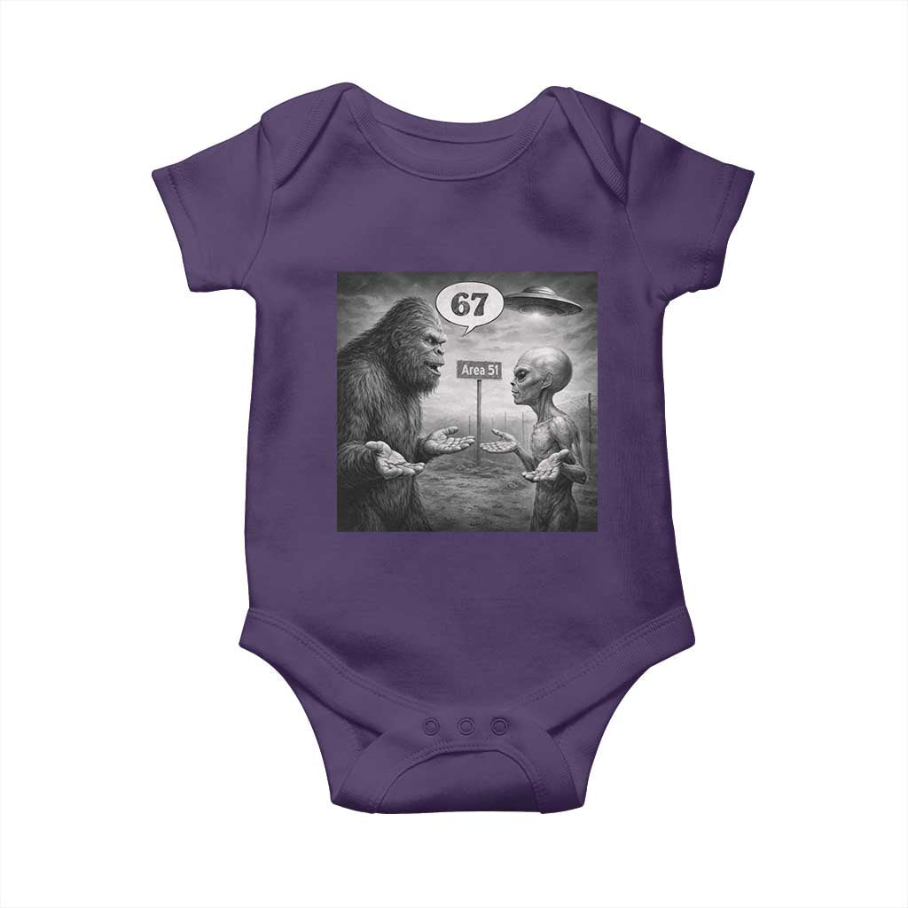 Funny 67 Meme Bigfoot Alien Baby Onesie Six Seven Sasquatch Area 51 UFO Conspiracy