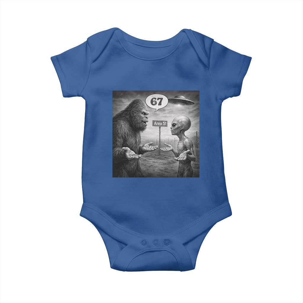 Funny 67 Meme Bigfoot Alien Baby Onesie Six Seven Sasquatch Area 51 UFO Conspiracy