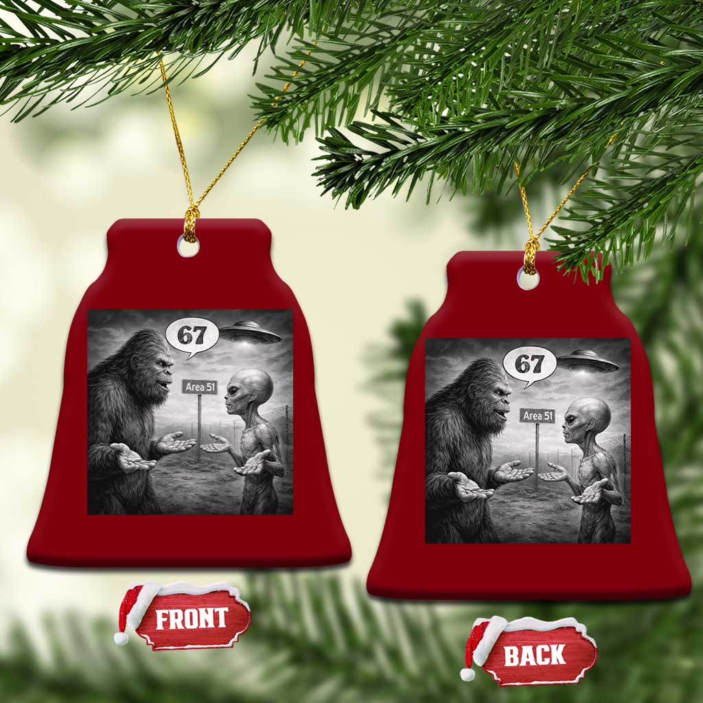 Funny 67 Meme Bigfoot Alien Ceramic Ornament Six Seven Sasquatch Area 51 UFO Conspiracy