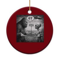 Funny 67 Meme Bigfoot Alien Ceramic Ornament Six Seven Sasquatch Area 51 UFO Conspiracy