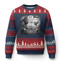 Funny 67 Meme Bigfoot Alien Ugly Christmas Sweater Six Seven Sasquatch Area 51 UFO Conspiracy
