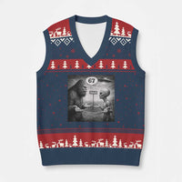 Funny 67 Meme Bigfoot Alien V-Neck Knit Sweater Vest Six Seven Sasquatch Area 51 UFO Conspiracy