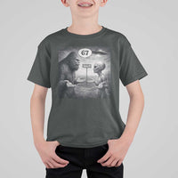 Funny 67 Meme Bigfoot Alien T Shirt For Kid Six Seven Sasquatch Area 51 UFO Conspiracy