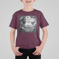 Funny 67 Meme Bigfoot Alien T Shirt For Kid Six Seven Sasquatch Area 51 UFO Conspiracy