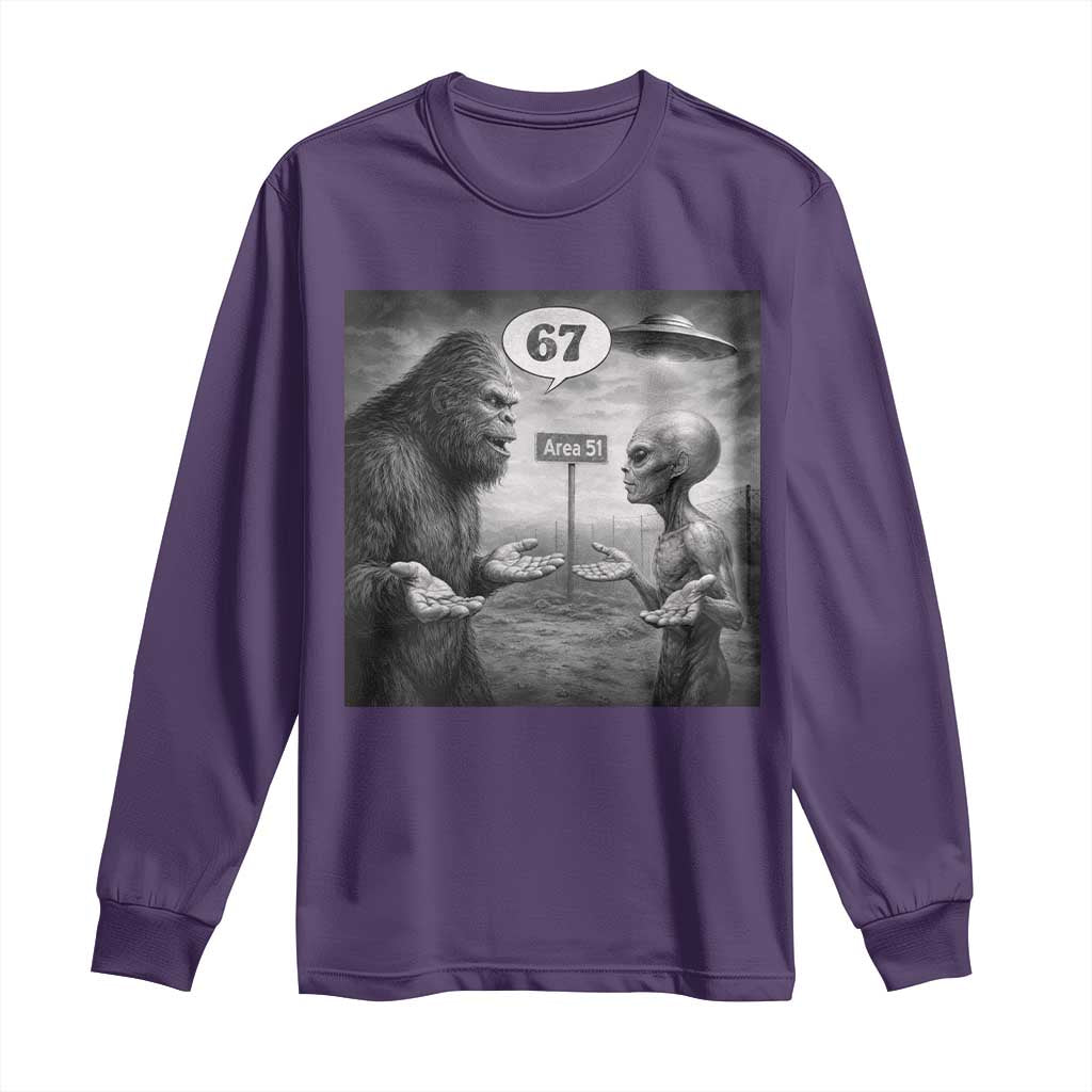 Funny 67 Meme Bigfoot Alien Long Sleeve Shirt Six Seven Sasquatch Area 51 UFO Conspiracy