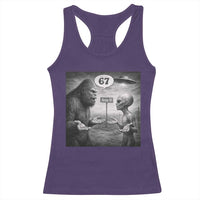 Funny 67 Meme Bigfoot Alien Racerback Tank Top Six Seven Sasquatch Area 51 UFO Conspiracy