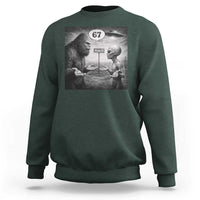 Funny 67 Meme Bigfoot Alien Sweatshirt Six Seven Sasquatch Area 51 UFO Conspiracy