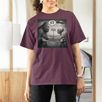 Funny 67 Meme Bigfoot Alien T Shirt For Women Six Seven Sasquatch Area 51 UFO Conspiracy