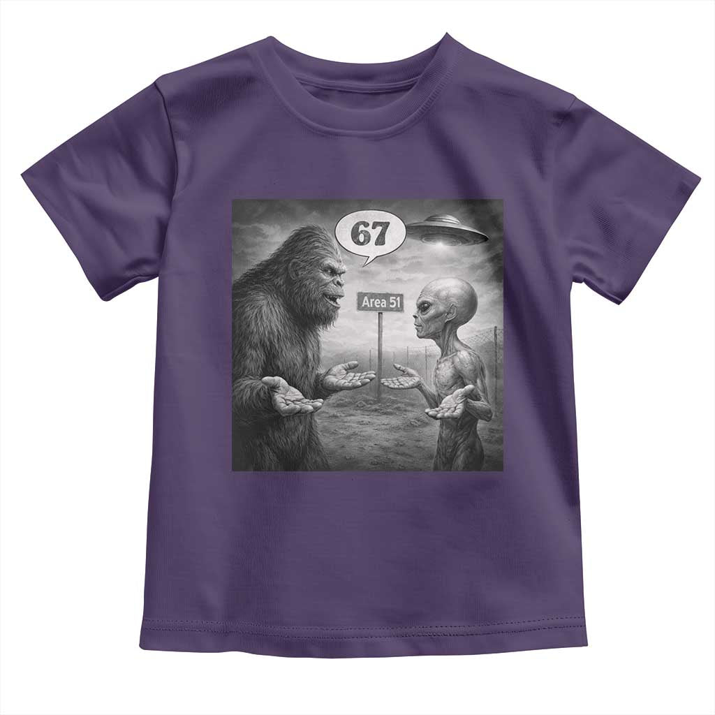 Funny 67 Meme Bigfoot Alien Toddler T Shirt Six Seven Sasquatch Area 51 UFO Conspiracy