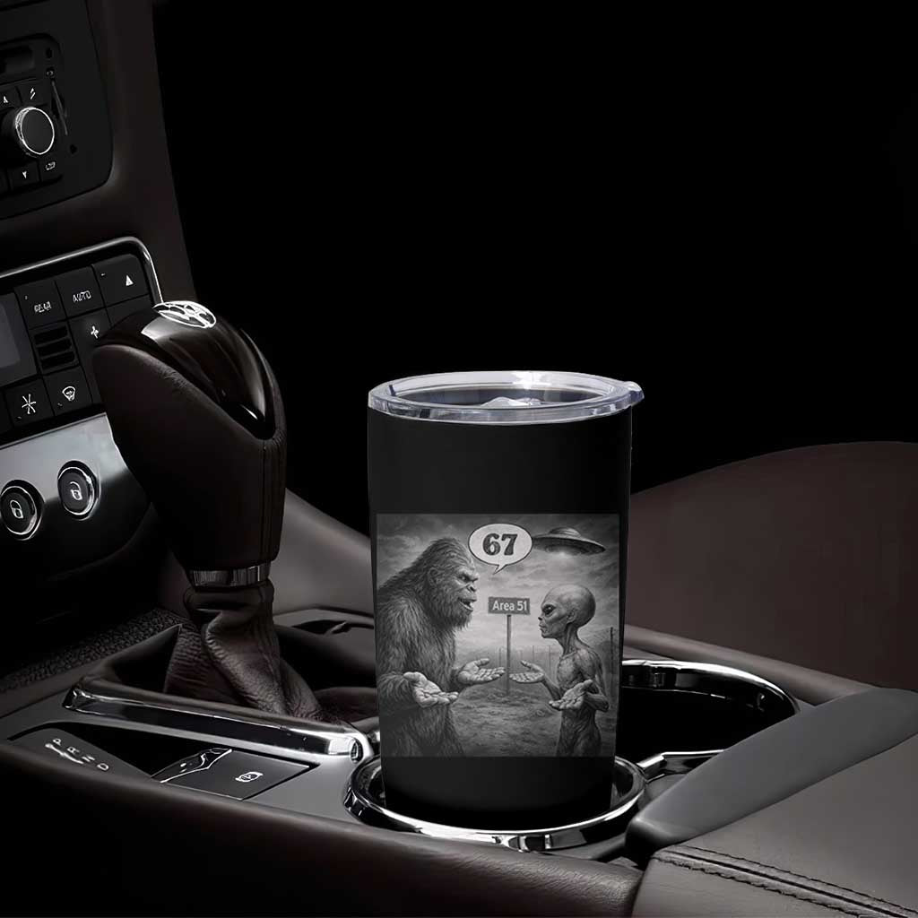 Funny 67 Meme Bigfoot Alien Tumbler Cup Six Seven Sasquatch Area 51 UFO Conspiracy