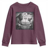 Funny 67 Meme Bigfoot Alien Youth Sweatshirt Six Seven Sasquatch Area 51 UFO Conspiracy
