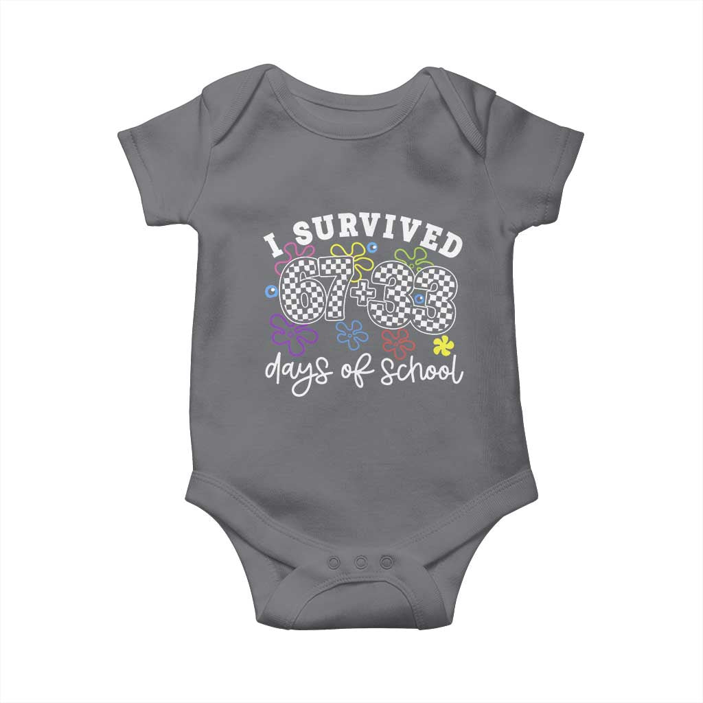 I Survived 67 33 100 Days of School Baby Onesie Funny 100th Day of School Flowers