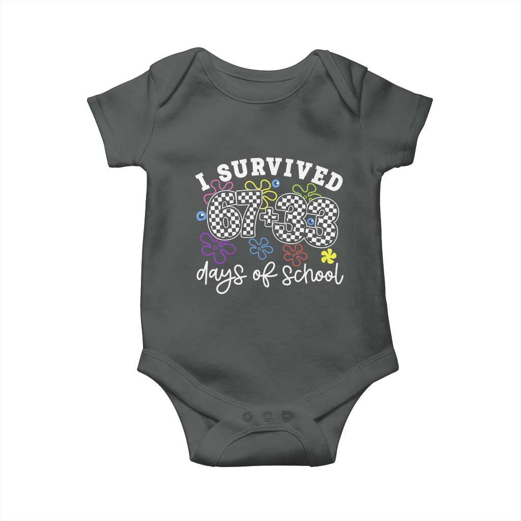 I Survived 67 33 100 Days of School Baby Onesie Funny 100th Day of School Flowers