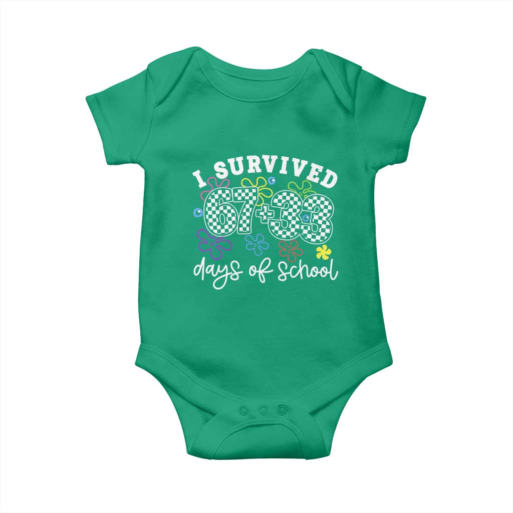 I Survived 67 33 100 Days of School Baby Onesie Funny 100th Day of School Flowers