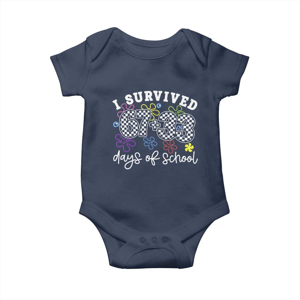 I Survived 67 33 100 Days of School Baby Onesie Funny 100th Day of School Flowers