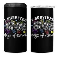 I Survived 67 33 100 Days of School 4 in 1 Can Cooler Tumbler Funny 100th Day of School Flowers