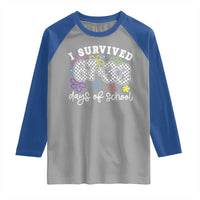 I Survived 67 33 100 Days of School Raglan Shirt Funny 100th Day of School Flowers