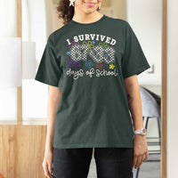 I Survived 67 33 100 Days of School T Shirt For Women Funny 100th Day of School Flowers