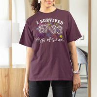 I Survived 67 33 100 Days of School T Shirt For Women Funny 100th Day of School Flowers