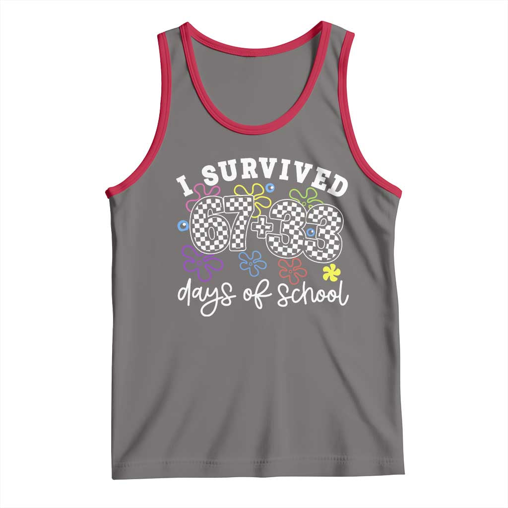 I Survived 67 33 100 Days of School Tank Top Funny 100th Day of School Flowers