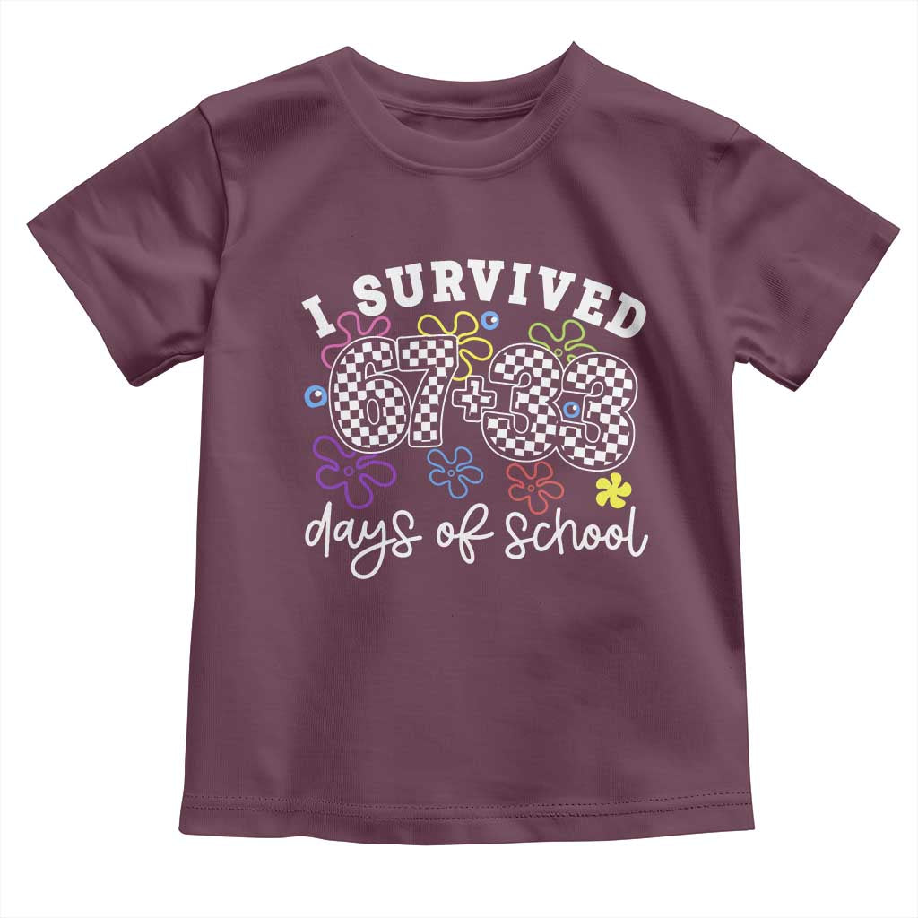 I Survived 67 33 100 Days of School Toddler T Shirt Funny 100th Day of School Flowers