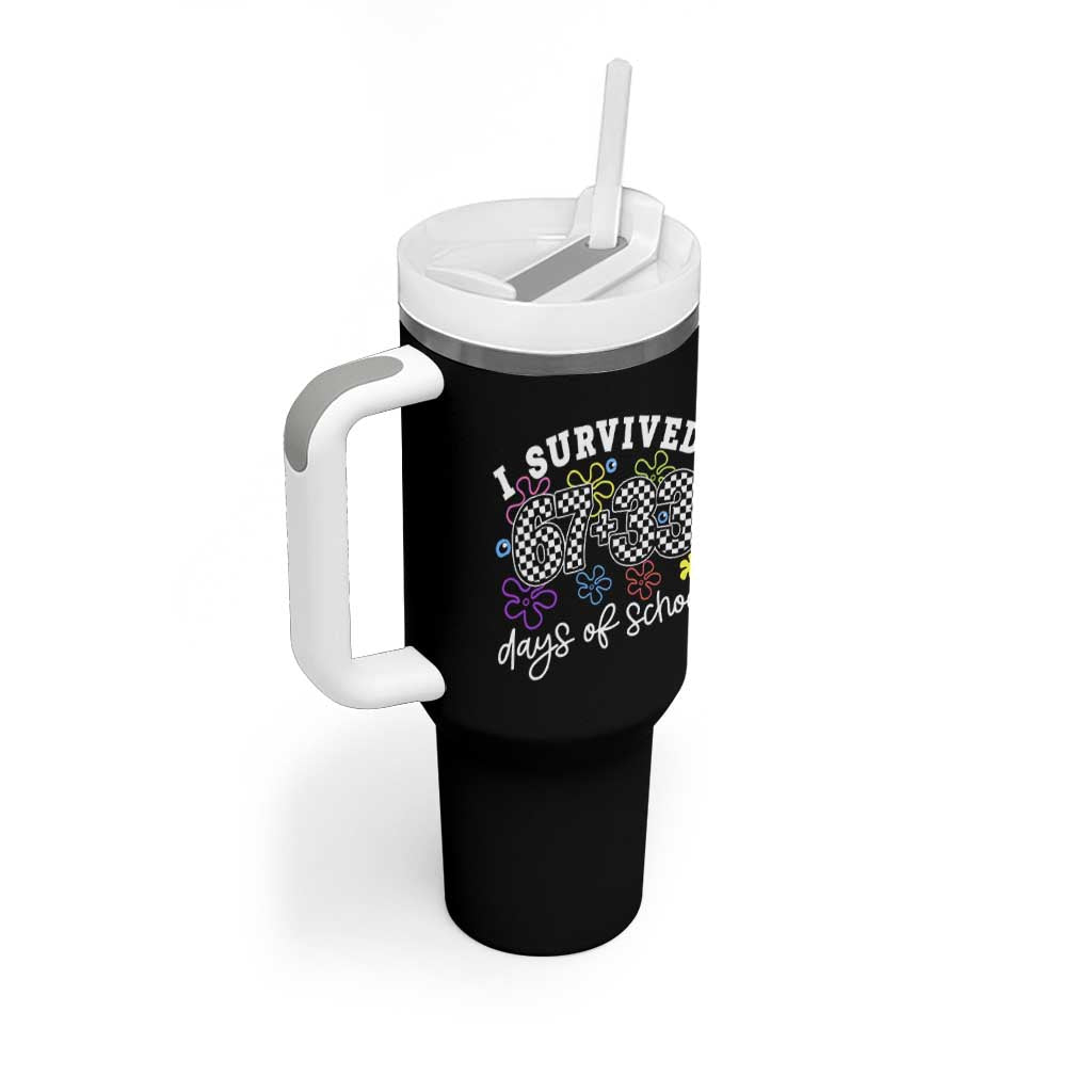 I Survived 67 33 100 Days of School Tumbler With Handle Funny 100th Day of School Flowers
