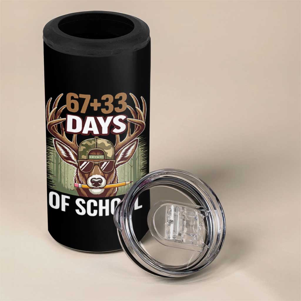100 Days Of School 4 in 1 Can Cooler Tumbler Funny 67 Six Seven Meme Deer School