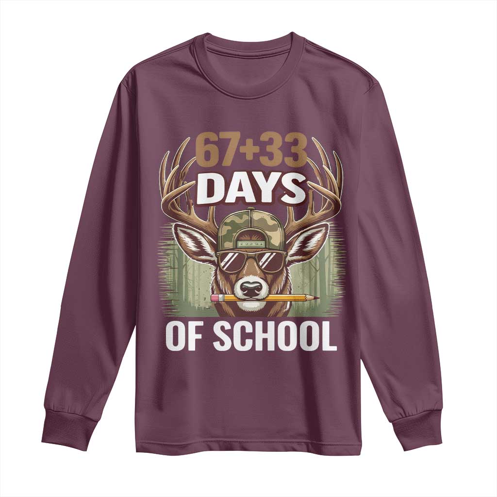 100 Days Of School Long Sleeve Shirt Funny 67 Six Seven Meme Deer School