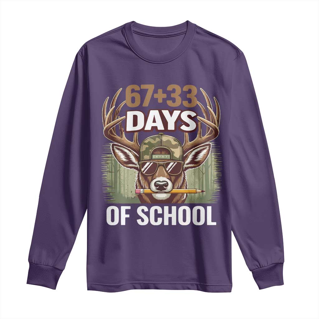 100 Days Of School Long Sleeve Shirt Funny 67 Six Seven Meme Deer School