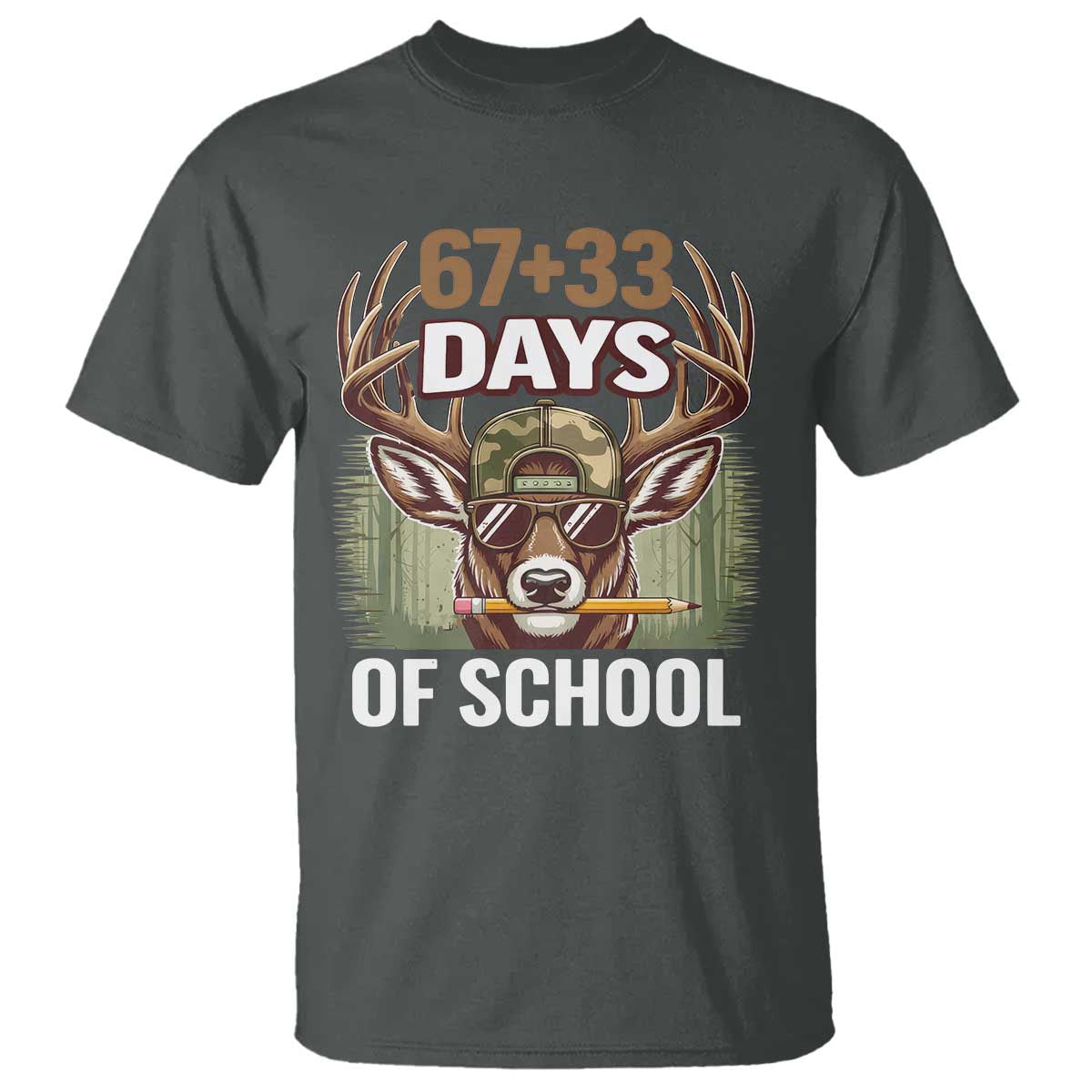 100 Days Of School T Shirt Funny 67 Six Seven Meme Deer School