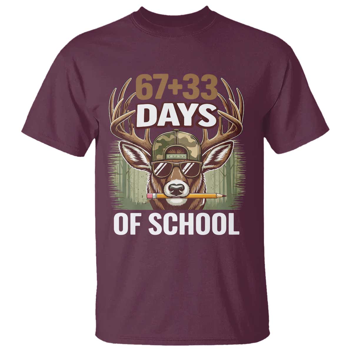 100 Days Of School T Shirt Funny 67 Six Seven Meme Deer School
