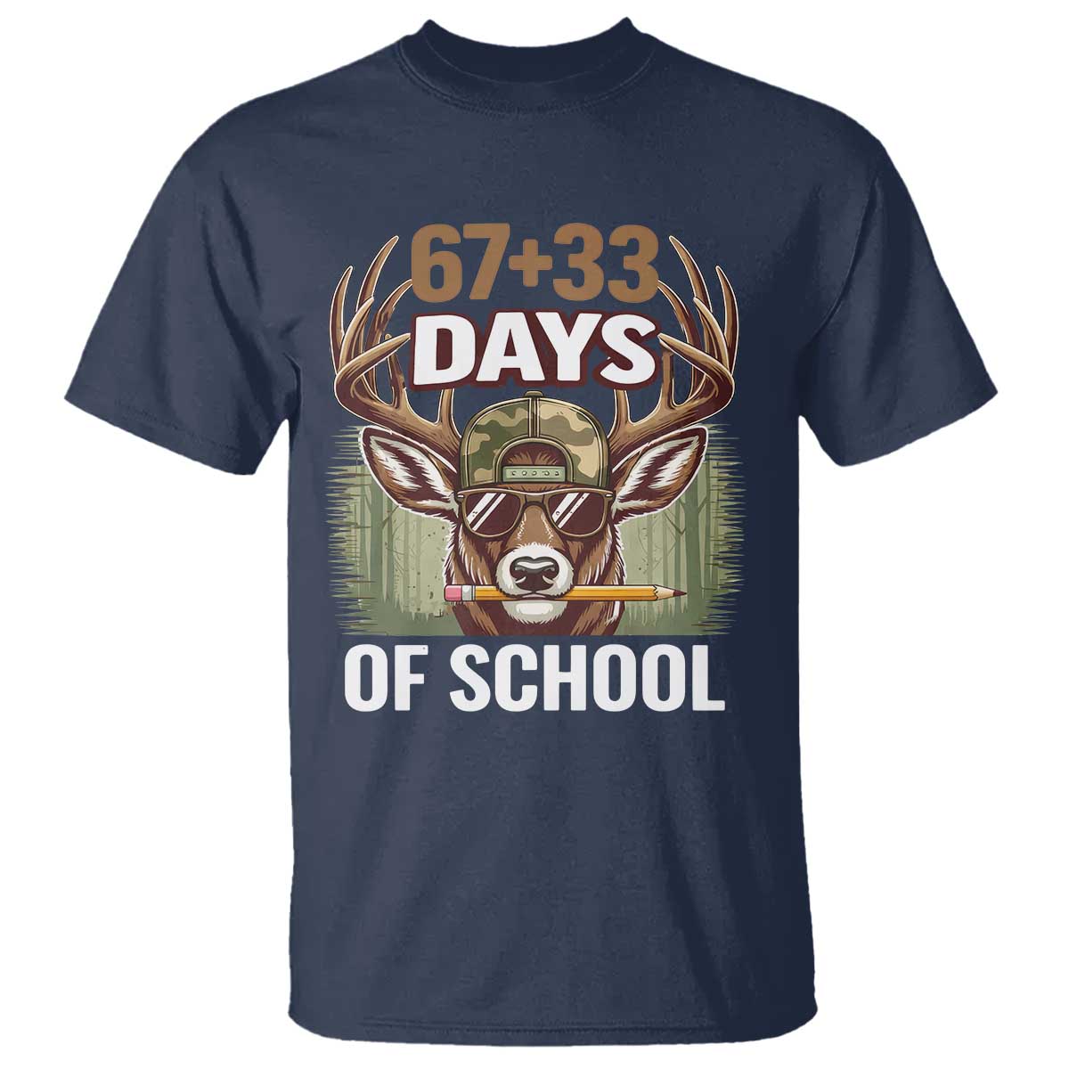 100 Days Of School T Shirt Funny 67 Six Seven Meme Deer School