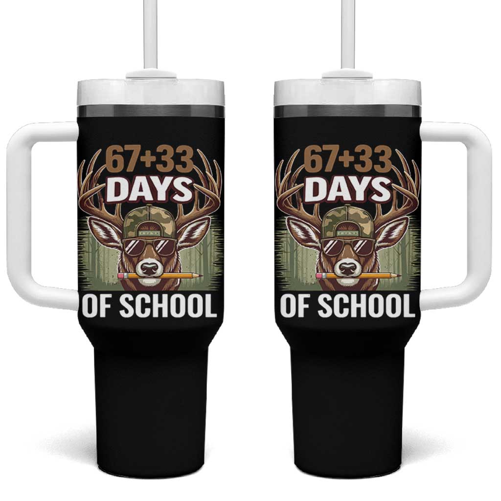 100 Days Of School Tumbler With Handle Funny 67 Six Seven Meme Deer School