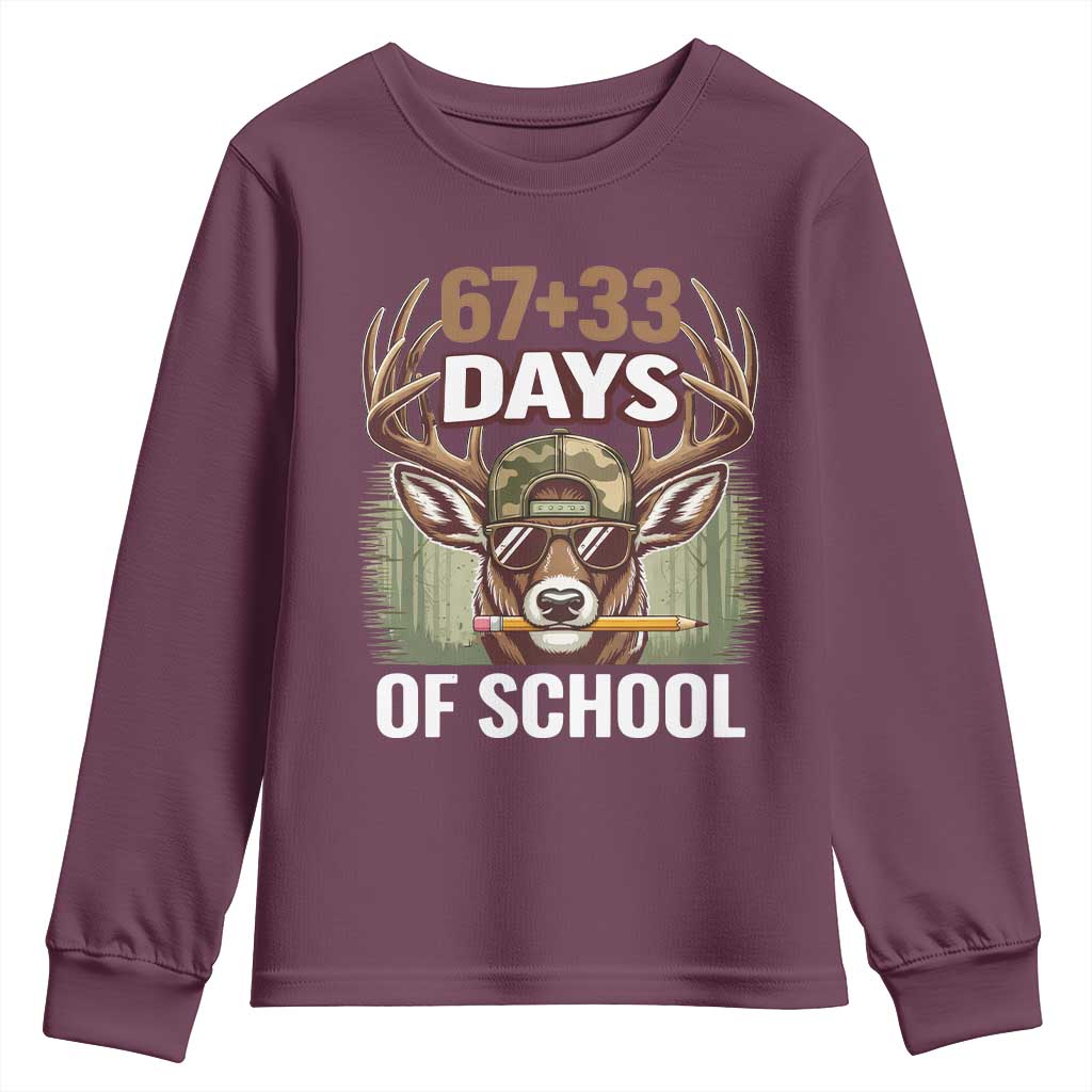 100 Days Of School Youth Sweatshirt Funny 67 Six Seven Meme Deer School