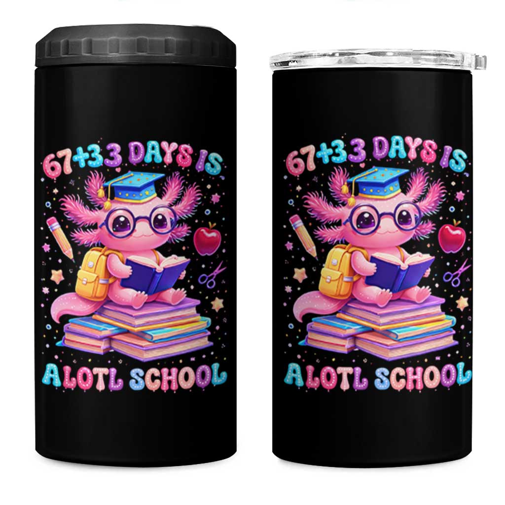 Axolotl 100 Days Of School 4 in 1 Can Cooler Tumbler 100 Days Is Alotl School 67 33 Six Seven Meme