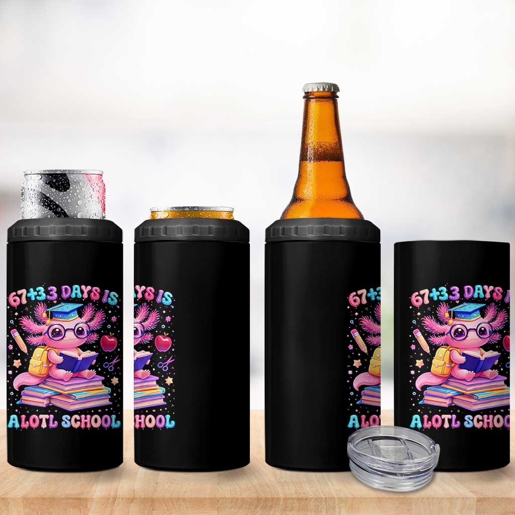 Axolotl 100 Days Of School 4 in 1 Can Cooler Tumbler 100 Days Is Alotl School 67 33 Six Seven Meme