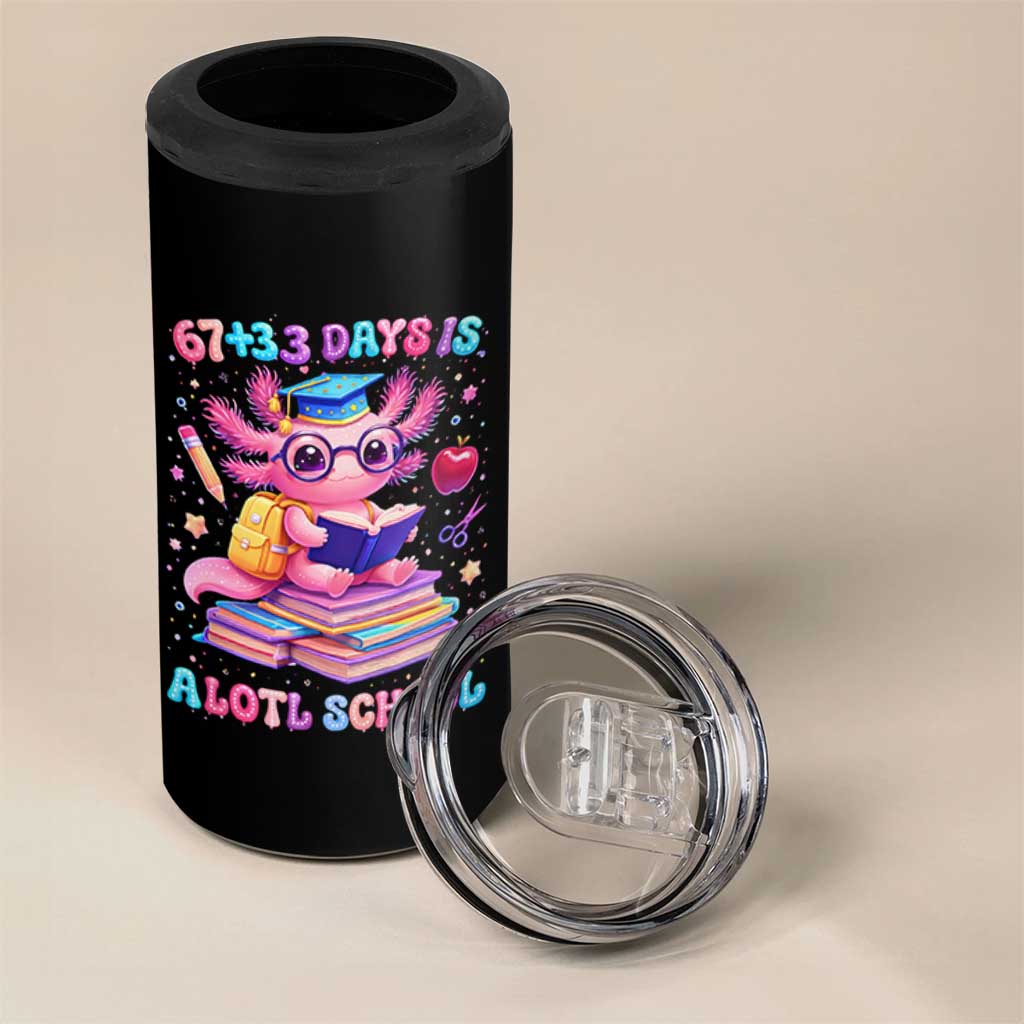Axolotl 100 Days Of School 4 in 1 Can Cooler Tumbler 100 Days Is Alotl School 67 33 Six Seven Meme