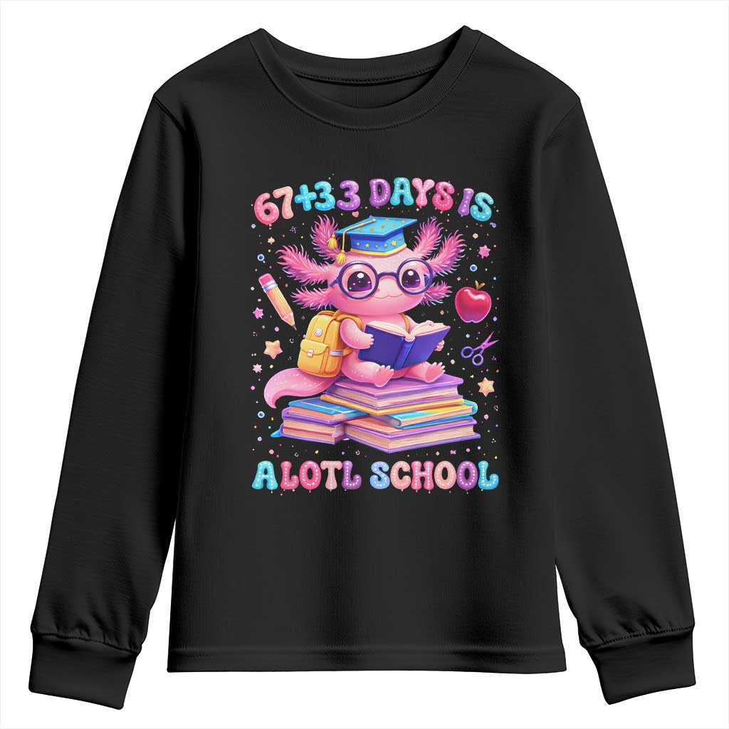 Axolotl 100 Days Of School Youth Sweatshirt 100 Days Is Alotl School 67 33 Six Seven Meme