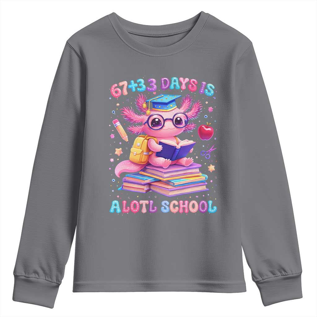 Axolotl 100 Days Of School Youth Sweatshirt 100 Days Is Alotl School 67 33 Six Seven Meme