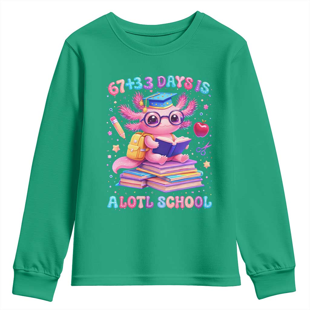 Axolotl 100 Days Of School Youth Sweatshirt 100 Days Is Alotl School 67 33 Six Seven Meme