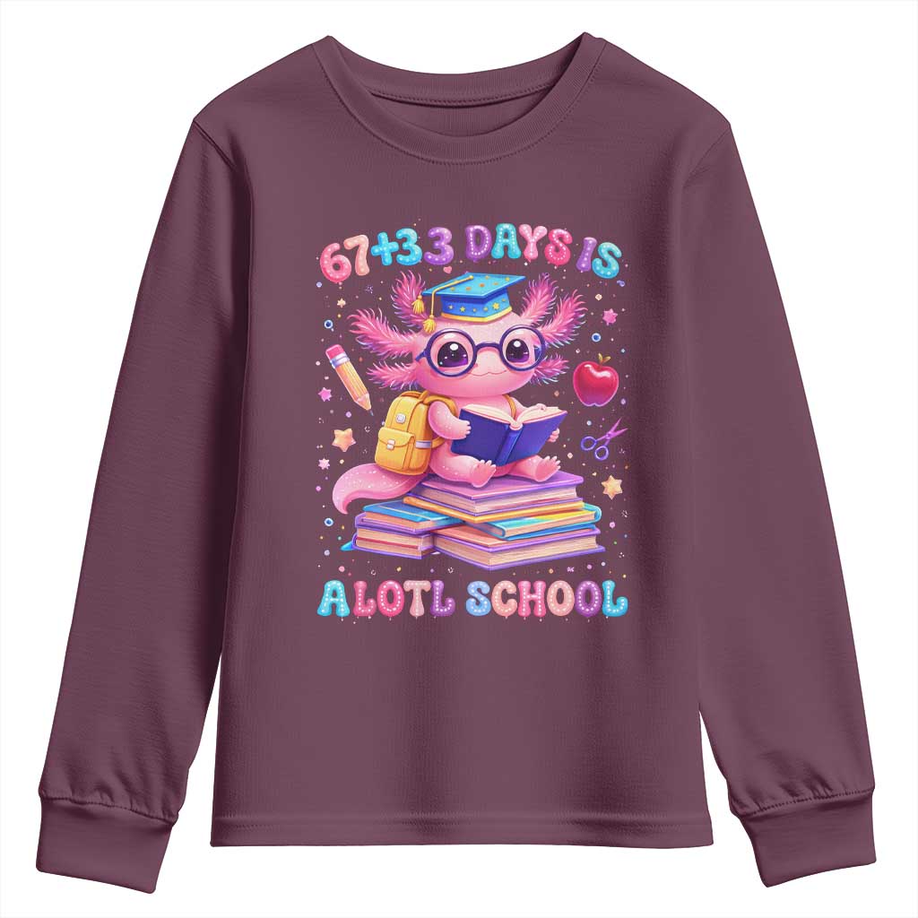 Axolotl 100 Days Of School Youth Sweatshirt 100 Days Is Alotl School 67 33 Six Seven Meme