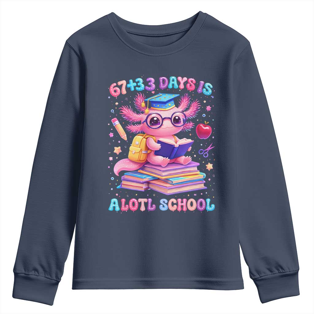 Axolotl 100 Days Of School Youth Sweatshirt 100 Days Is Alotl School 67 33 Six Seven Meme