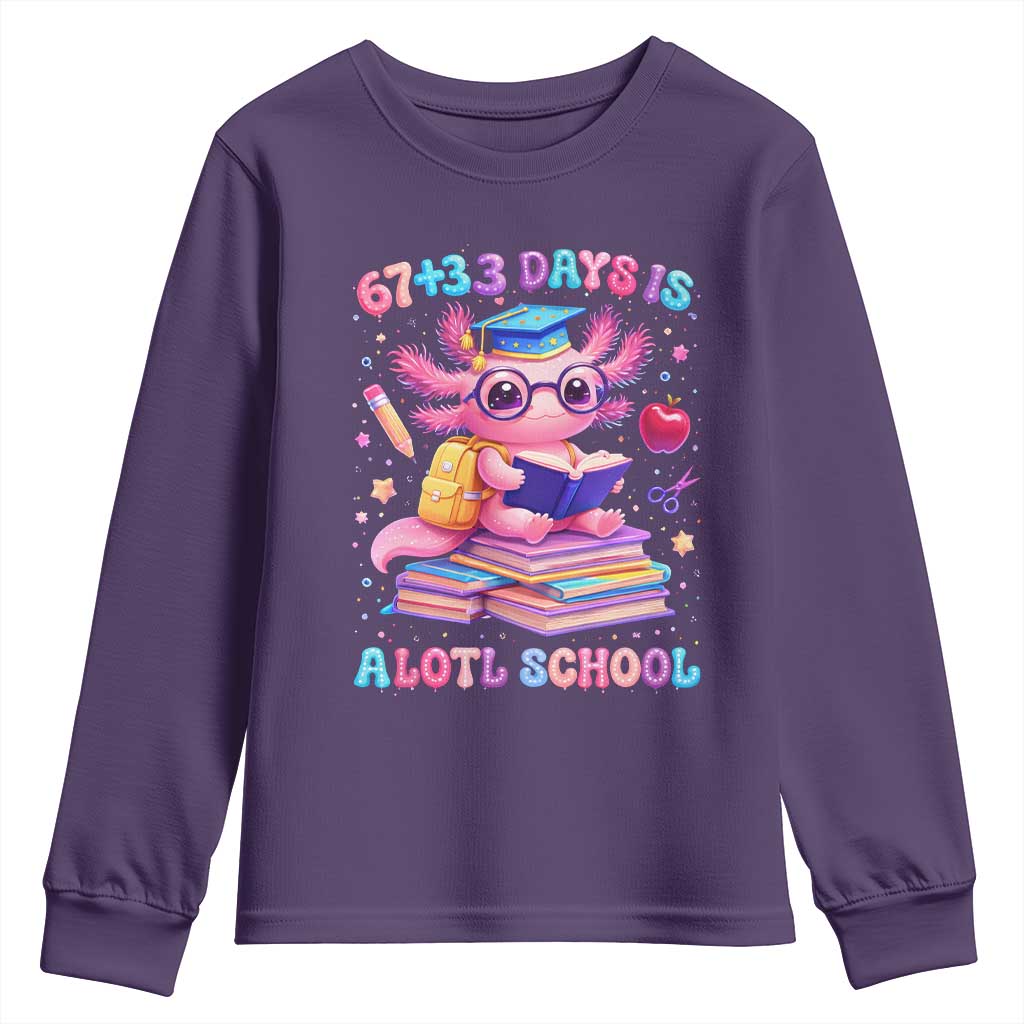 Axolotl 100 Days Of School Youth Sweatshirt 100 Days Is Alotl School 67 33 Six Seven Meme