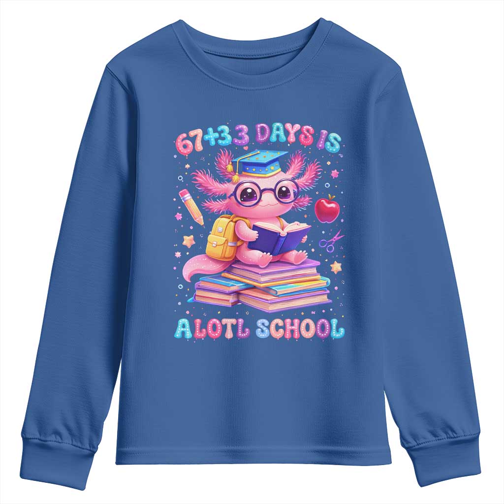 Axolotl 100 Days Of School Youth Sweatshirt 100 Days Is Alotl School 67 33 Six Seven Meme