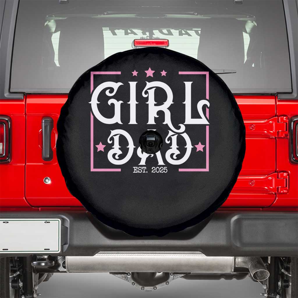 Girl Dad Est. 2025 Spare Tire Cover Pink Dad First Fathers Day