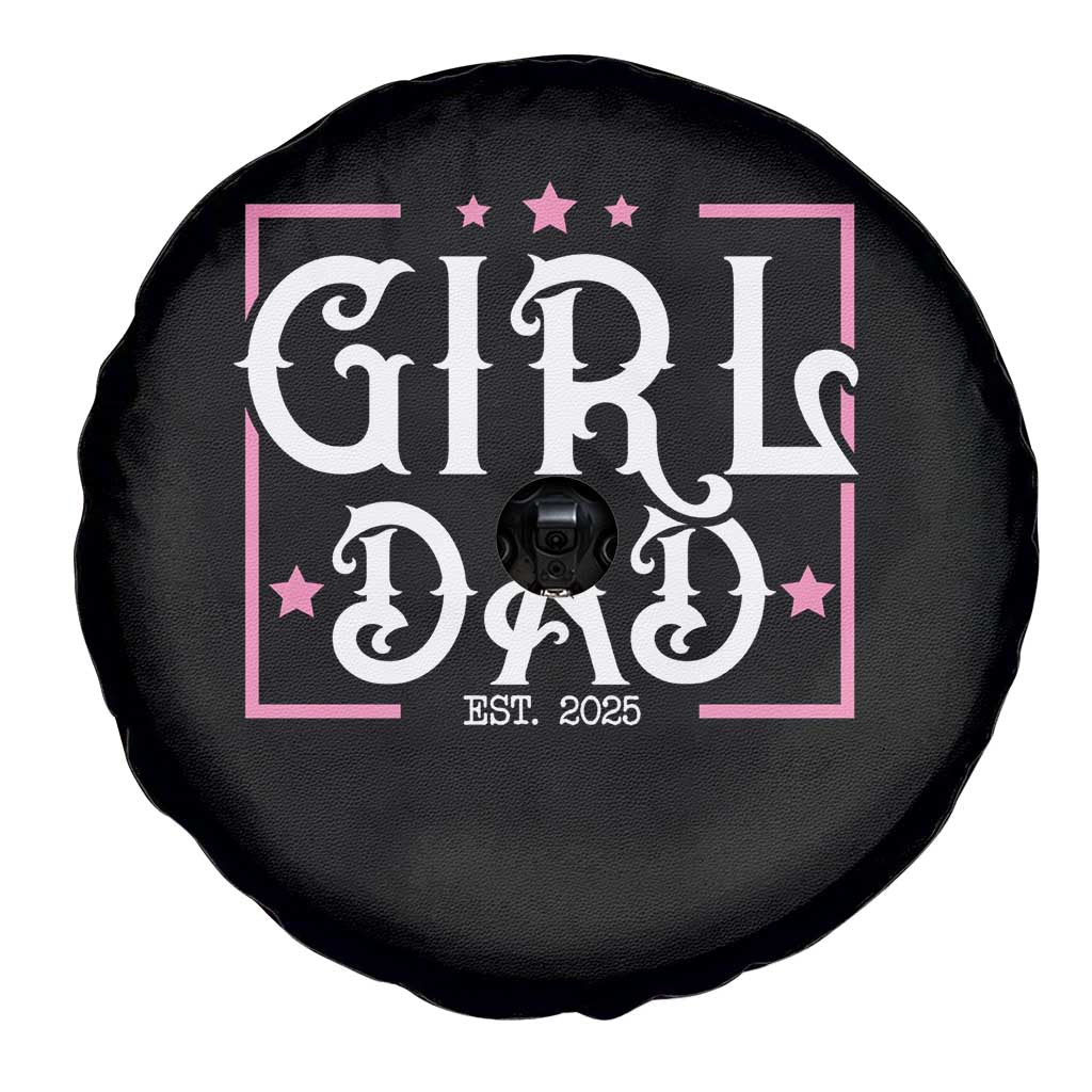 Girl Dad Est. 2025 Spare Tire Cover Pink Dad First Fathers Day