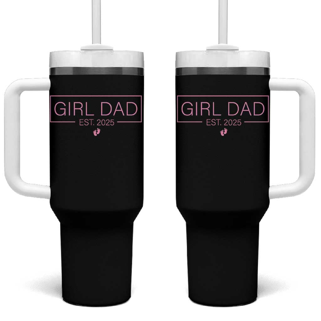 Girl Dad Est. 2025 Tumbler With Handle Expect Baby 2025 Fathers Day