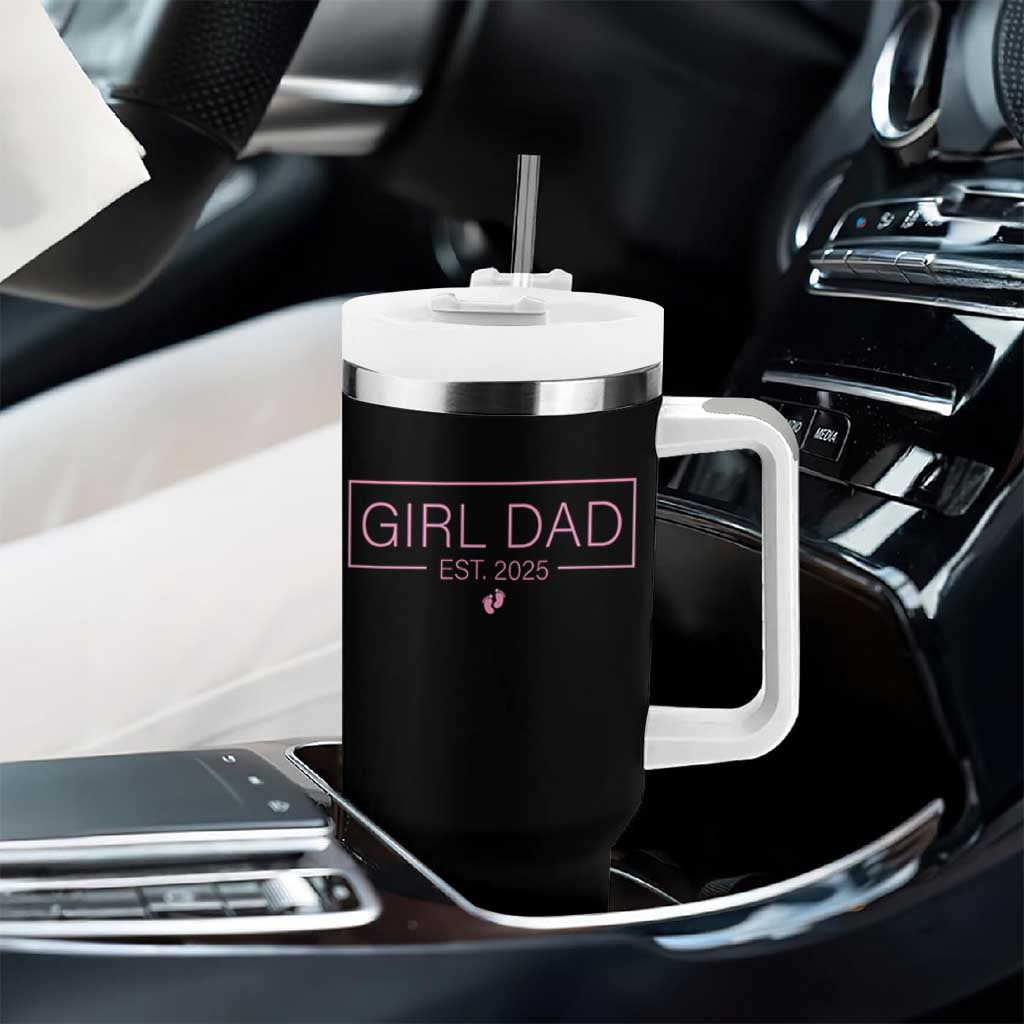 Girl Dad Est. 2025 Tumbler With Handle Expect Baby 2025 Fathers Day